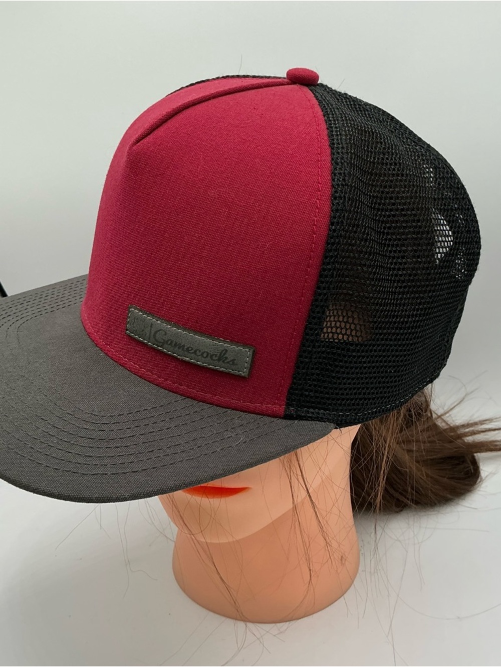 Legacy Gamecocks Garnet and Black Trucker Hat with Leather Patch